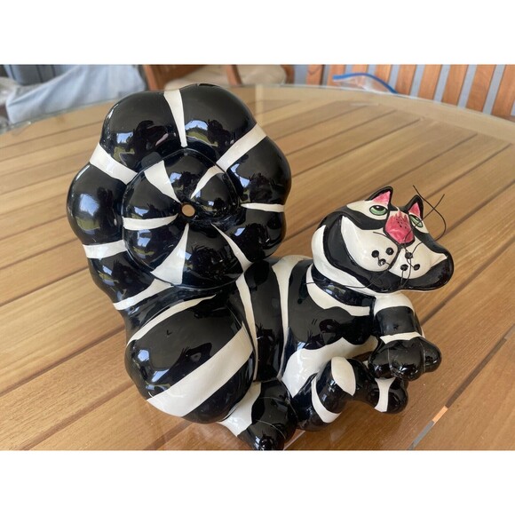 SWAK Clancy Cat Votive Holder  Lynda Corneille Black White Cat Figurine 8" - Picture 2 of 9